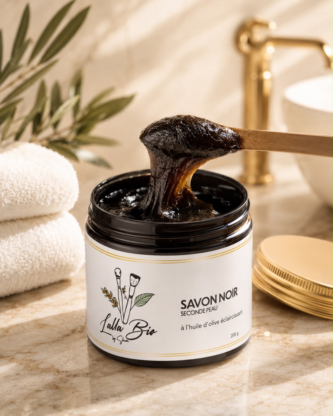 Savon noir à l'huile d'olive éclaircissant